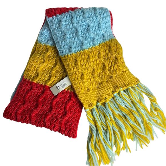 Nordstrom Cable Knit Scarf Fringe Long Warm Soft Colorful NWT BP - Picture 1 of 5